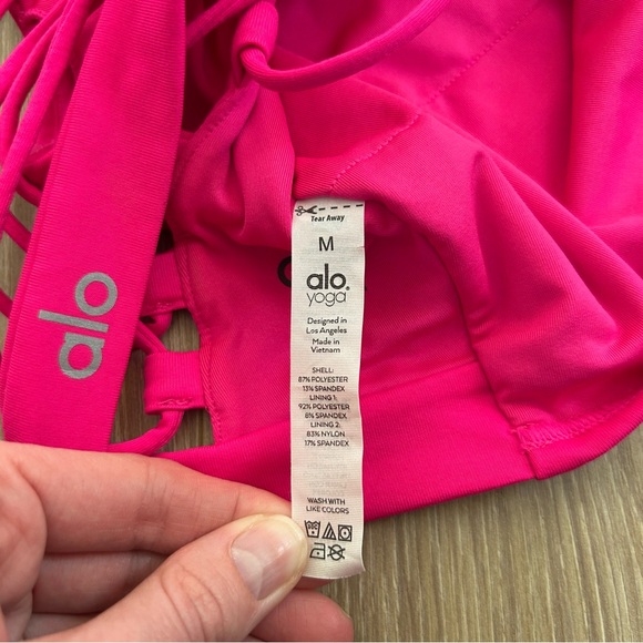 Alo Yoga Movement Longline Strappy Back Sports Bra Hot Pink Size Medium - Picture 5 of 6